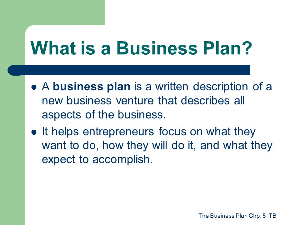 Model Business Plan On A Selected Venture
